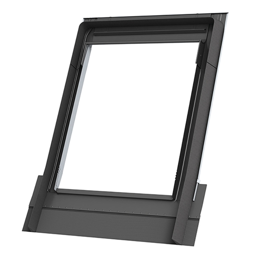 Keylite Deep Tile Roof Flashing in black, measuring 780mm x 980mm, features a sturdy design with a sloped profile for effective water drainage and weatherproofing.