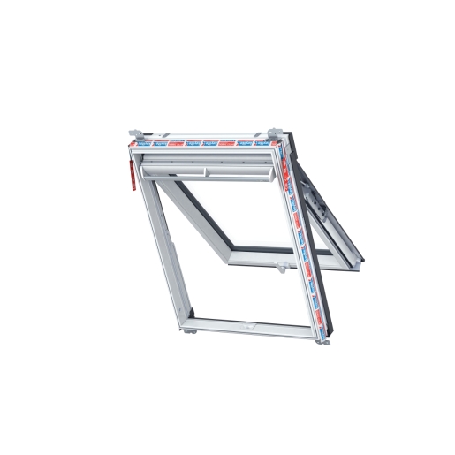 Keylite Hi-therm Fire Escape Roof Window in white finish, measuring 780mm x 1180mm, featuring a sleek aluminum frame and safety escape design.