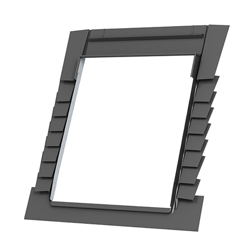 Keylite Plain Tile Roof Flashing, 550mm x 980mm, features a dark grey, durable material with a rectangular design and integrated side flanges for secure installation.