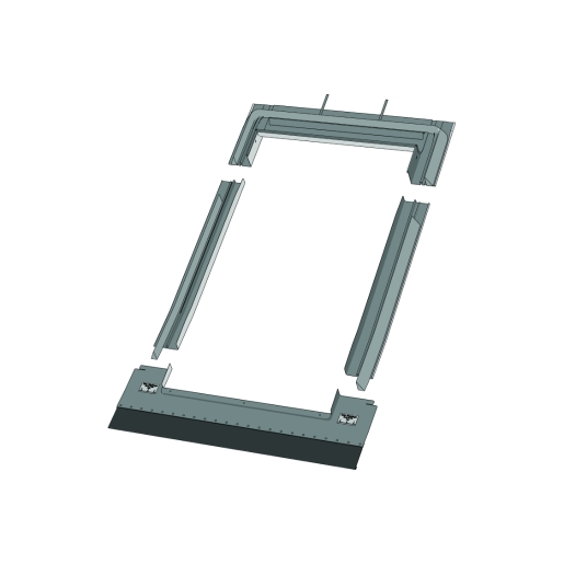 Keylite Tile Roof Flashing TRF07, 940mm x 160mm, features a grey metal construction with raised edges for waterproofing, designed for seamless roof integration.