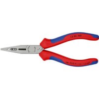Red and blue Knipex 13 02 Electricians Pliers with insulated handles and precision gripping jaws.