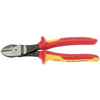 Knipex 160mm insulated diagonal cutters with red and yellow handles, high leverage design, and sharp cutting edges.