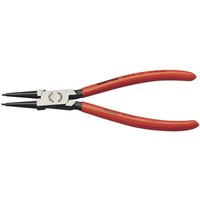 Red-handled Knipex straight internal circlip pliers with black pointed tips for 19mm-60mm applications.
