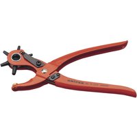 Red Knipex 220mm 6 Head Revolving Punch Pliers with black rotating wheel and ergonomic handles.