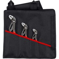 Knipex 3 Piece Cobra Water Pump Plier Set with red handles in black fabric pouch, featuring adjustable jaws.