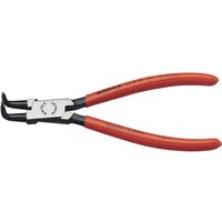 Red-handled Knipex circlip pliers with black tips, designed for 19mm-60mm circlips, featuring a sleek metal body.