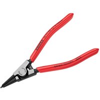 Red-handled Knipex circlip pliers with straight tips for external use, suitable for 3-10mm circlips.