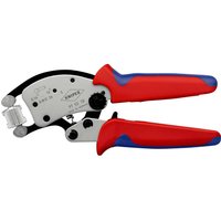 Knipex 97 53 Twistor16 crimping pliers with red and blue handles, silver adjustable mechanism.