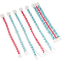 Kolink Core Adept braided cable extension kit with white, neon blue, and pink cables in various lengths.