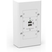White Kramer Electronics outlet box with USB and power ports, rectangular design, wall-mountable.