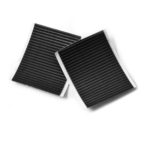 Black Velcro fittings by Kriega, featuring a textured surface for secure attachment, designed for tank use, with a durable material and clean edges.