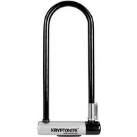 Black long shackle U-lock with silver crossbar and FlexFrame bracket, branded Kryptonite.
