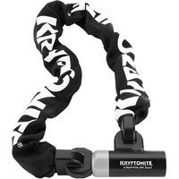 Black and silver Kryptonite Kryptolok Series 2 chain lock with integrated locking mechanism and protective sleeve.