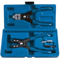 Blue case with Laser 5215 circlip plier set, black handles, silver tips, includes internal and external pliers.