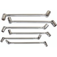 Silver Laser 7256 set of six double flexible socket spanners with angled ends and polished finish.