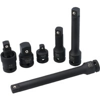 Black Laser 8619 1/2"D Impact Accessory Set, 6 pieces with various lengths and sizes, durable metal construction.