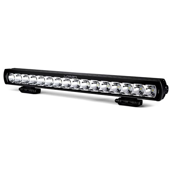Lazer Lamps T16 Evolution Off Road LED Light Bar features a sleek black aluminum housing with 16 bright LED lights, designed for rugged outdoor use and enhanced visibility.