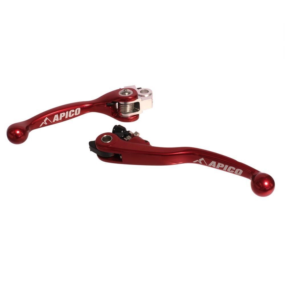 Red aluminum flexi levers set by Apico, designed for Gas Gas EC/XC 250/300 models (2018-2020), featuring a sleek design and prominent Apico branding.