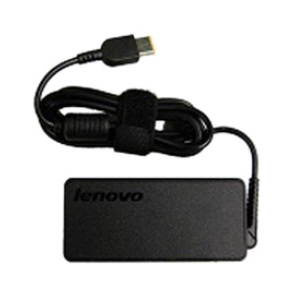 Black Lenovo 00HM616 power adapter with a sleek design, featuring a USB connector, a coiled cable, and a Velcro strap for cable management, rated at 45 W.