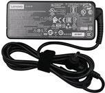 Black Lenovo 45W power adapter with a rectangular design, featuring various certification logos and a coiled black power cord.