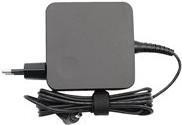 Black Lenovo 01FR159 power adapter with a compact square design, featuring a detachable cable and a connector tip, suitable for indoor use with 20W output.