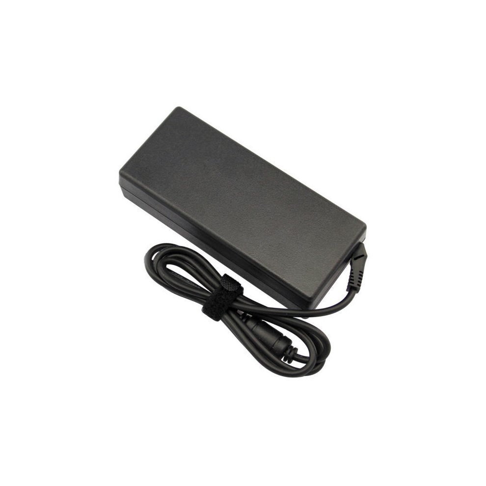 Black Lenovo 45N0513 power adapter with a rectangular design, featuring a durable plastic casing and a coiled power cord for indoor use, rated at 90 W.
