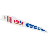Lenox Lumberwolf reciprocating saw blade, white with blue and red text, 152mm, 6 TPI, pack of 5.