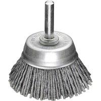 Lessmann Nylon Wire DIY Cup Brush with silver metal base and dense gray nylon bristles.
