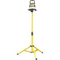 Yellow Lighthouse single site light on adjustable tripod with square LED lamp head.