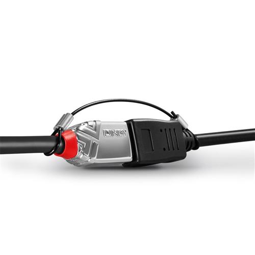 Four black cable adapter tethers with a silver and red connector, designed for secure connections and easy handling, ideal for organizing cables.