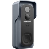 "Black and gray Link2Home smart battery doorbell with camera, button, and weatherproof casing"