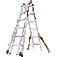 Little Giant 6 Rung Conquest ladder, silver with orange accents, multi-purpose, adjustable legs for all terrain use.