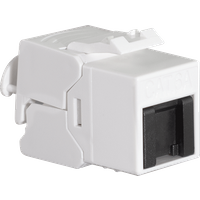 White LogiLink Keystone Jack Cat.6A UTP with dust cap, rectangular shape, 15 mm size, compatible with 22-26 AWG wires.