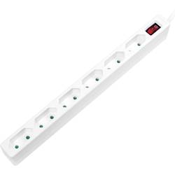 White LogiLink LPS232 power extension with 1.5 meters of cable, featuring 6 AC outlets and a red power indicator, designed for indoor use.
