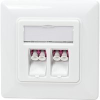 White LogiLink NK4024 socket-outlet with dual ports and a rectangular frame design.