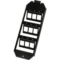 Black LogiLink NK4061 wall plate with multiple rectangular switch openings and sleek edges.
