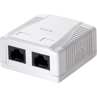 White LogiLink NP0072 socket-outlet with 2 RJ-45 ports, compact design, and textured sides.