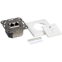 White LogiLink RJ-45 socket-outlet with metallic frame, includes faceplate and mounting hardware.