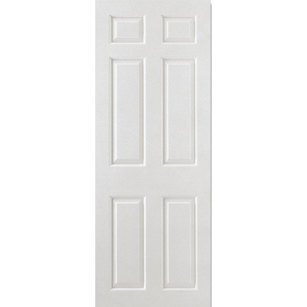 Smooth white internal fire door featuring a square top design with six panels, primed finish, and dimensions of 1981 x 762 x 44mm.