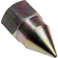 Metallic Lumatic CC1-S conical grease nipple connector with hexagonal base and tapered nozzle.