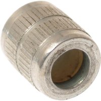 Silver Lumatic POC-1S grease nipple connector with ribbed cylindrical design and open end.