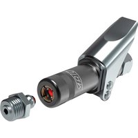 Lumatic Safe Lock Heavy Duty Mato Grease Connector, metallic finish, robust design with locking mechanism and nozzle.