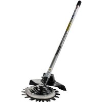 Makita grass and weeds scissors attachment with silver shaft and circular blade for multi-function power head units.