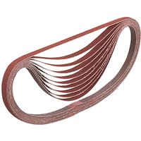 Pack of 5 Makita sanding belts, 6 x 533mm, in varying grits from 40 to 240, reddish-brown color, looped design.