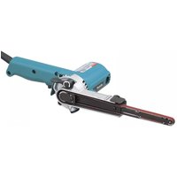 Makita 9032 filing sander, teal handle, narrow sanding belt, silver motor housing, black adjustment knob.