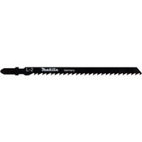 Black Makita L-2 jigsaw blade with sharp teeth and bayonet fitting for rough, fast wood cutting.