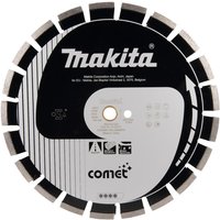 Makita Asphalt Comet wet diamond wheel, black and white with segmented edges, for CE001G power cutter.