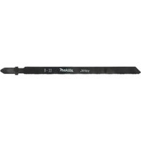 Black Makita B-33 jigsaw blade for metal and plastic cutting, featuring fine teeth and labeled with model number B-10447.
