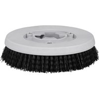 Gray Makita brush attachment with black bristles for PS001G scrubber polisher, circular design with central mounting hole.