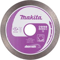 Makita DiaMak tile cutting disc, silver and purple with logo, segmented edge for precision cutting.
